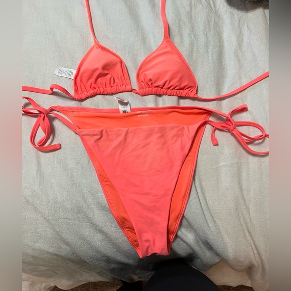aerie super cute peach 🍑 bikini medium top large bottoms - Picture 5 of 6